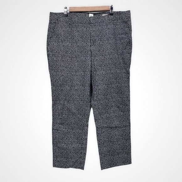 Gap Slim Crop Pant size 14R Black White Print - Picture 1 of 7